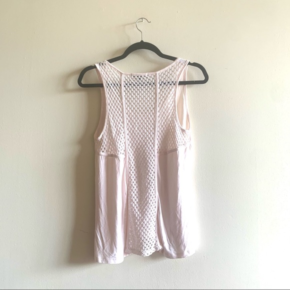 TART Pale pink flowy tank top Medium Delicate mesh Super soft Crochet back - Picture 4 of 9